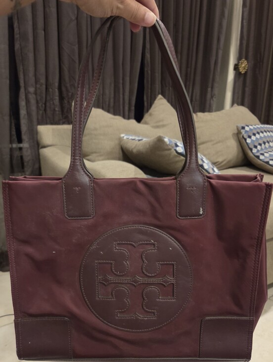 Tory Burch Handbags - Tory Burch Deep Burgundy Logo Tote Preloved